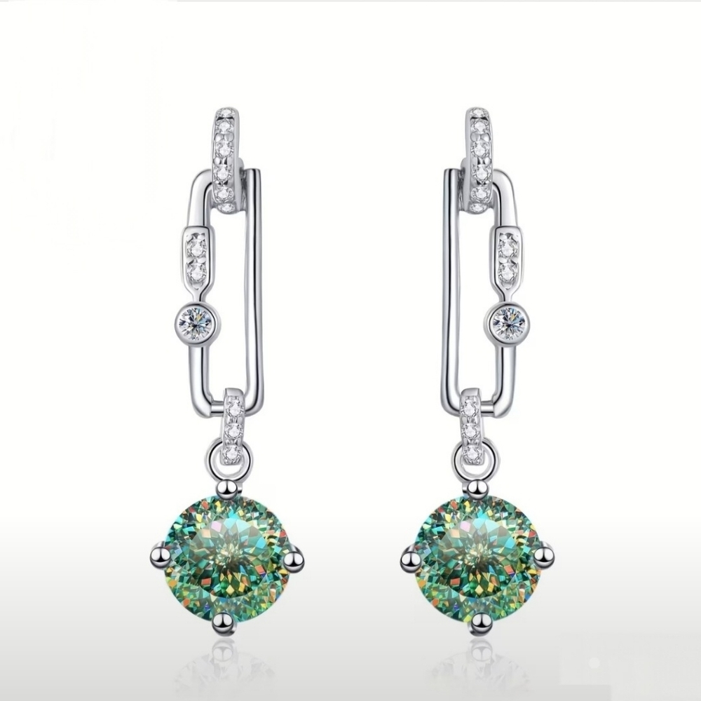 💎NEW 2 Ctw Green Diamond Drop Earrings